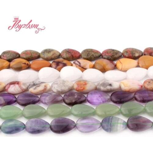 13x18mm Natural Stone Beads Drop Fluorite Quartz Rhodonite Agates For DIY Necklace Jewelry Making Loose Strand 15" Free Shipping