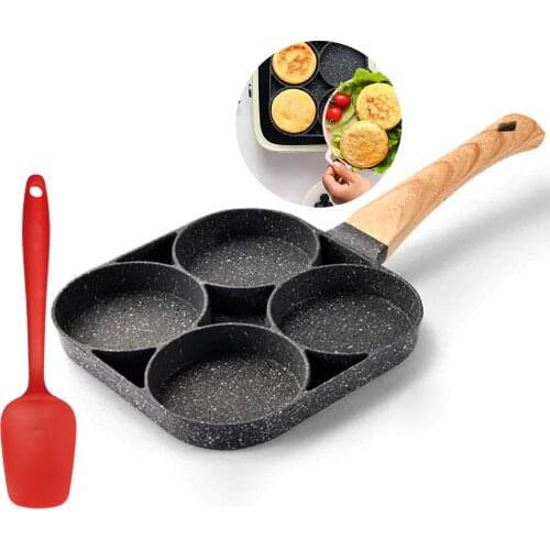 Four-Hole Frying Pot Pan Thickened Omelet Pan Non-Stick Egg Pancake Steak Pan Cooking Egg Ham Pans Breakfast Maker Cookware