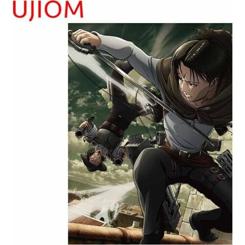 UJIOM Attack on Titan Decor Poster Wall Decorations Living Room Decals Moisture Proof Home Office Bedroom Decor Wall Stickers