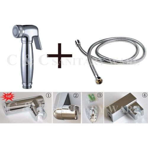 Holder As a Gift!!! ( C&C Brand + 100% Positive Feedback) Wall Mounted Chrome Shattaf Portable Bidets With 150 cm Hose A2003S
