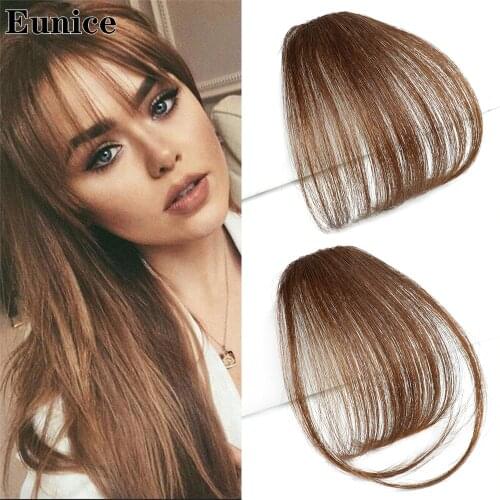 Eunice Synthetic Bangs Clip In Hair Bangs Hairpiece Synthetic Fake Bangs Hair Piece Clip In Hair Extensions Blone Black Brown
