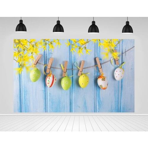 Scopiso Photographic Backdrop Easter Egg Blue Wooden Board Yellow Flower Photo Studio Decoration Props Photography Background