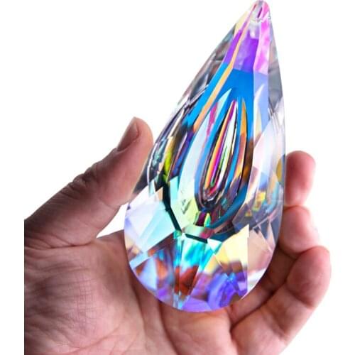 H&D 120mm Hanging Crystal Prism Suncatcher Window Garden Decorations AB Colored Chandelier Drop Parts Rainbow Maker DIY Pendant