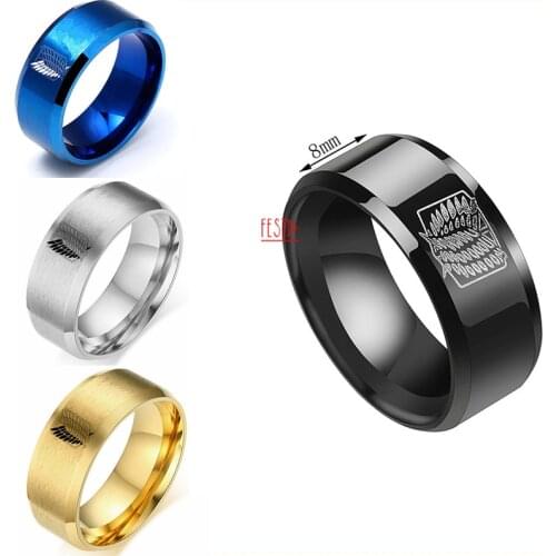 Anime Attack on Titan Ring Levi Ackerman Eren Jaeger Cosplay Prop Wings of Liberty Freedom Scouting Legion Stainless Steel Ring