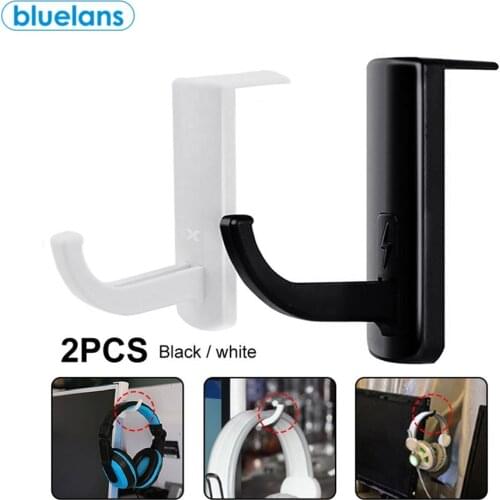 2Pcs Universal Headphones Headset Hanger PC Monitor Desk Stick-on Stand Holder Headphone Holder Computer Earphone Storage Hook