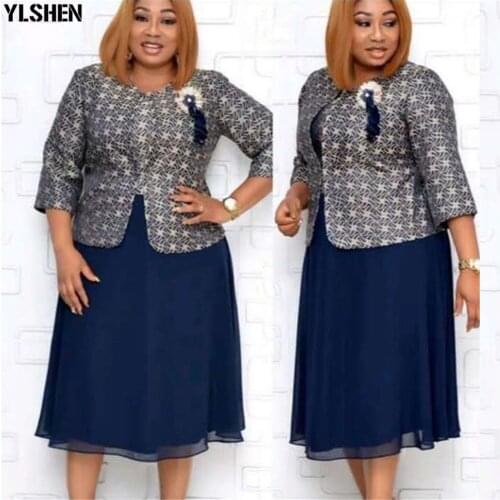 Two 2 Piece Set African Designer Clothes 2020 Winter Plus Size Short Coat Pleated Dress Outfits Print African Dresses for Women