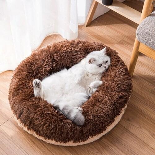 Dog Cat Bed Winter Warm Pet Lounger Cushion Cat Nest House Round Kennel Soft Velvet Sofa Mat for Small Medium Large Dogs Cats
