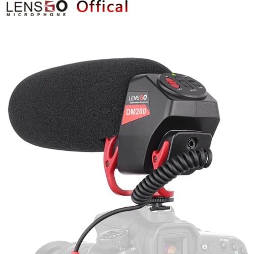 LESNGODM200 Microphone 3.5mm Super Cardioid to Stereo Condenser Video Interview Mic For Smartphone DSLR Camera Monitor