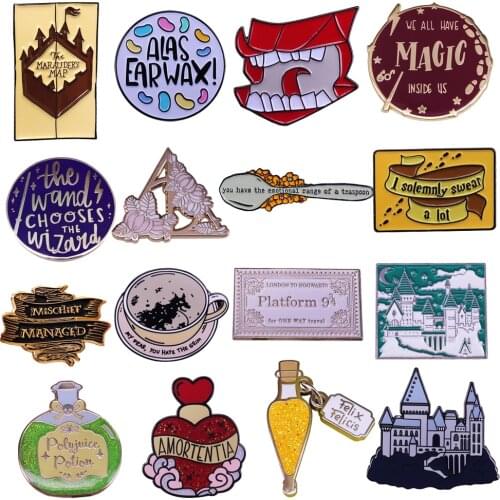 LT460 Witch Enamel Pin Movie Brooches Bag Lapel Pin Cartoon Holiday Badge Backpack Decoration Jewelry Gift for Kids Friends