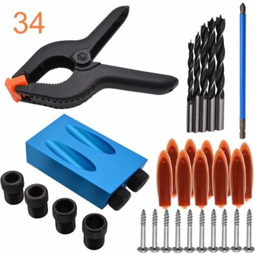 Woodworking Oblique Hole Locator Drill Bits15 Degree Angle Drill Pocket Hole Set Kit Guide Set Hole Puncher Carpentry DIY Tool