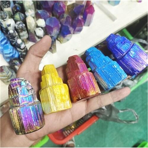 Natural Aura Selenite Tower Lamp Hand Made Healing Stones For Home Decoration