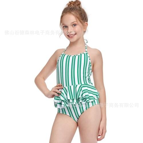 2021Childrens Summer New Style Swimsuit Girls Print One-piece Swimsuit Maillot De Bain Enfant Fille 2-12 Years Old Kids Clothes