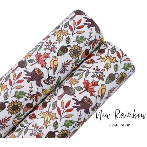 New Rainbow 30x22cm/A4 Autumn in Forest Litchi Pu faux Leather sheets DIY bows making, earrings, bags, key chain and many crafts