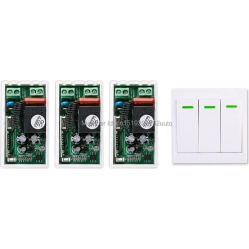 New AC 220 V 1CH Wireless Remote Control Switch System Receiver + Wall Panel Remote Transmitter Sticky Remote Smart Home Switch