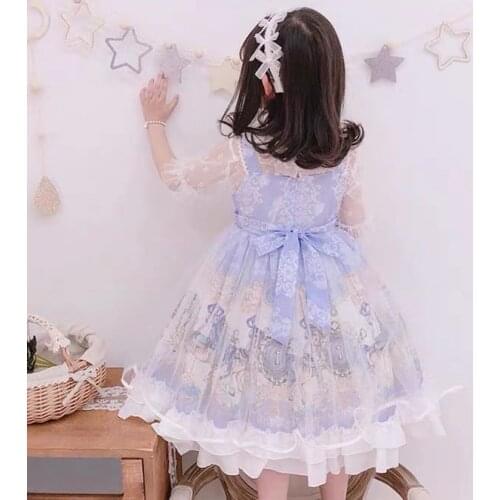 2-10Y Baby Girl Summer Autumn Purple Floral Long Sleeve Vintage Turkey Lolita Princess Dress for Girls Casual Party Dress