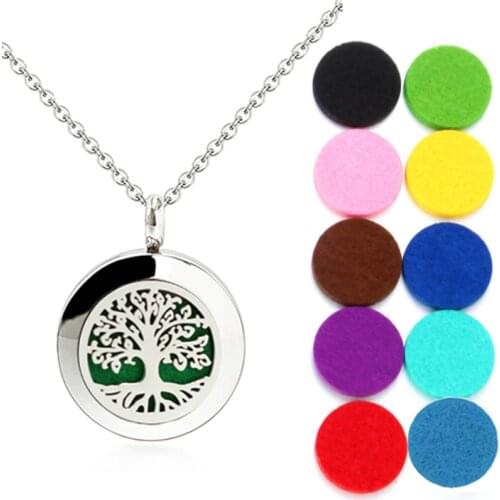 Stainless Steel Diffuser Necklace Pendant Women Jewelry Tree of Life Turtle Paw 20mm Aromatherapy Perfume Locket With Pads Gifts