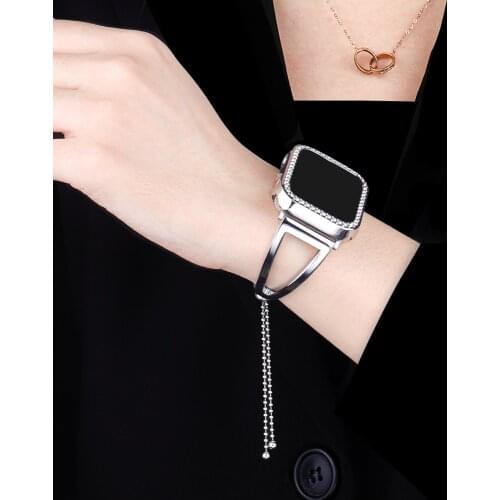 Women Band for Apple Watch 38mm 42mm 40mm 44mm Stainless Steel Strap Fashion Metal Bracelet correa iWatch Series 5 4 3 2 1