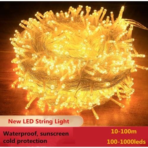 AC 220v Christmas Lights 5M 10M 20M 30M 50M 100M Led String 8 Function Lights 9 Colors For New Year Wedding Party Holiday Lights