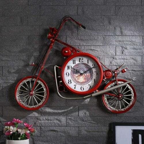European-style modern wrought iron motorcycle clock wall hanging wall decoration pendant wall clothing store ornaments LX110302