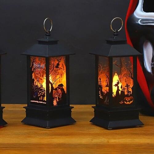 Halloween Decoration LED Light Vintage Castle Pumpkin Ghost Hanging LED Lantern Lamp Halloween Party Props For Home Decoration