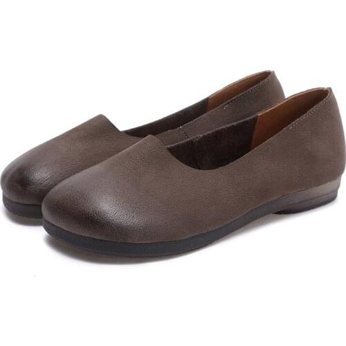 Mary Jane round head leather shoes with flat contracted joker leisure comfortable professional leather flat documentary shoes