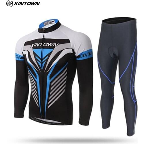 XINTOWN Men Winter MTB Cycling Clothing Fleece Thermal Long Sleeve Bike Wear Pro Cycling Jersey Ropa Ciclismo Bike Bib Pants Set