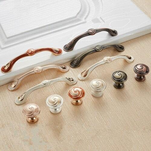 Green/Red Bronze Kitchen Cabinet Door Handle Antique Single Hole Closet Drawer Knob Furniture Hardware Home Decoration