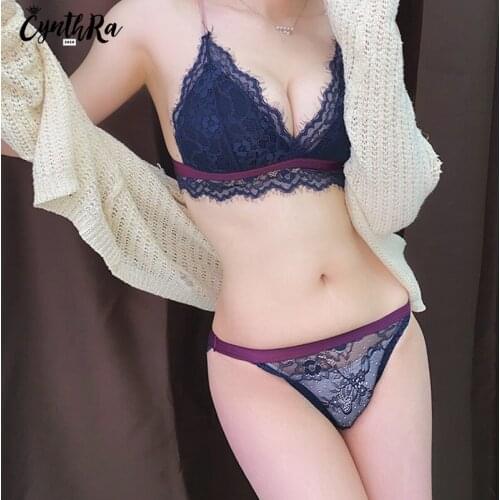 CYNTHRA Woman Underwear Lace Sexy Seamless Push Up Bra France Style Triangle cup Beautiful Back Comfortable Wireless Bra