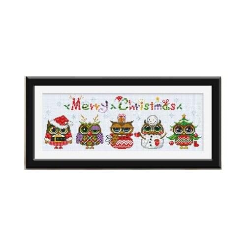Gold Collection Lovely Counted Cross Stitch Kit Owls' Christmas Merry Xmas Winter Snow Owl SO