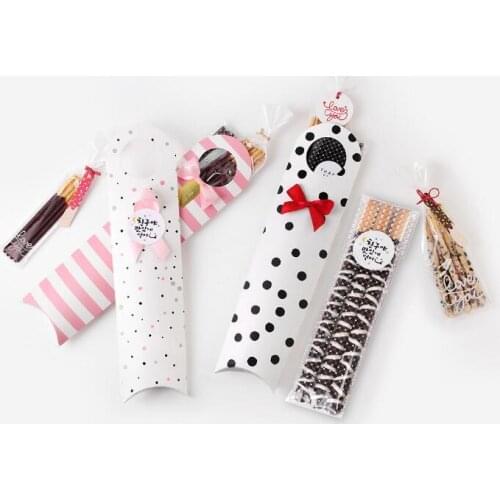 2018 korean style wedding candy box kawaii packaging bags long finger biscuit packaging paper box event party supplies tableware