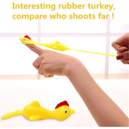 3PCS Finger Birds Fun Novelty Toys Funny Joke Rubber Chicken Stretchy Flying Turkey Party Favors
