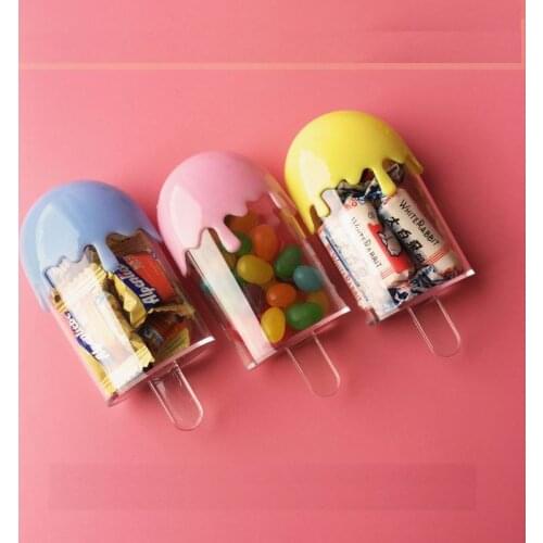 360Pcs Creative Plastic Candy Box Ice Cream Stick Children Cute Candy Box Baby Birthday Case Random Color