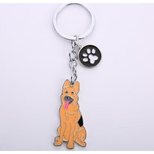 German Shepherd dog key chains for men women girls silver color metal alloy pet dog car bag charm male female keychain key ring