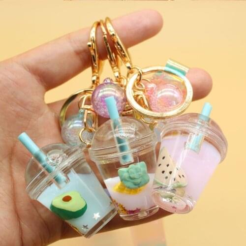 All kinds of fruit juice drinks a cup key chain pendant girl bag car key