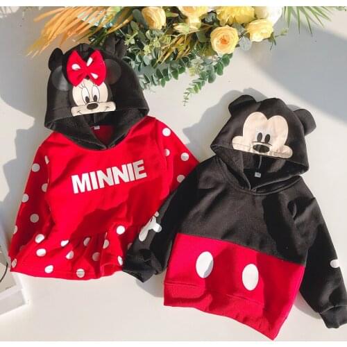 Kids Disney Mickey Minnie Cute Sweatshirt Hoodies Coat Warm Winter Children Clothes Outfit Fashion Infant Boys Girls Costume