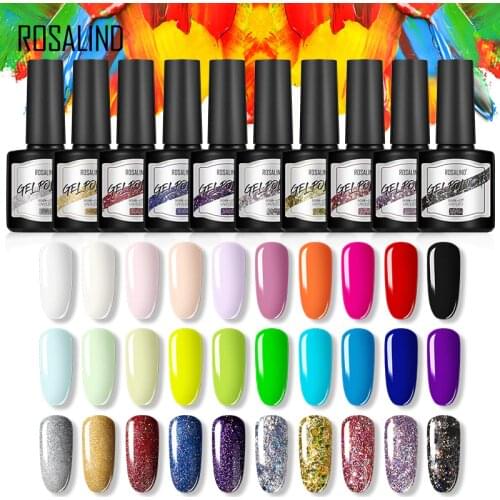 ROSALIND 8ML Gel Nail Polish Hybrid Varnishes Nail Art Semi Permanent Pure Color Need Base And Top Nails Design All For Manicure
