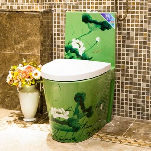 Art Toilet Siphon Mute Water-saving Art Toilet Integrated With Toilet Pool Green Lotus porcelain ceramic Toilet