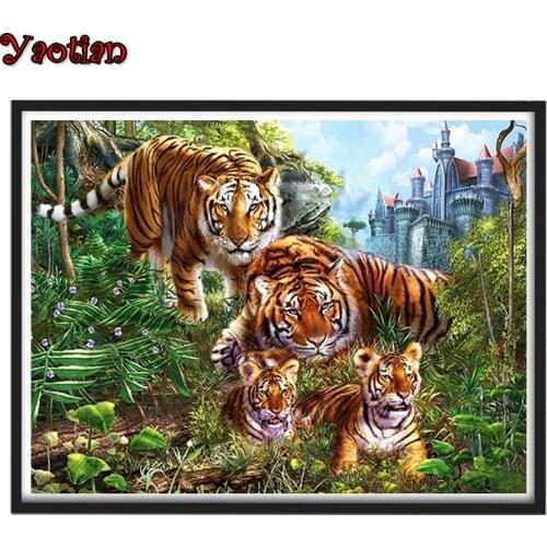 Animal DIY Picture Of Rhinestones Diamond Painting Tiger Mosaic Art Diamond Embroidery Cross Stitch Wall Home Bedroom Decoration
