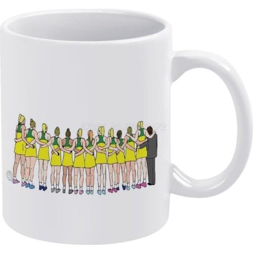 Sisters in Arms-Australian Netball White Mug New Good Quality Print Mug 11 Oz Coffee Cup Australian Netball Aussie Diamonds Aus