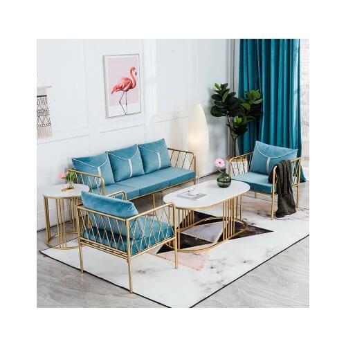 Clothing store small sofa Nordic iron sofa tea table combination simple modern creative womens clothing store net red sofa chai