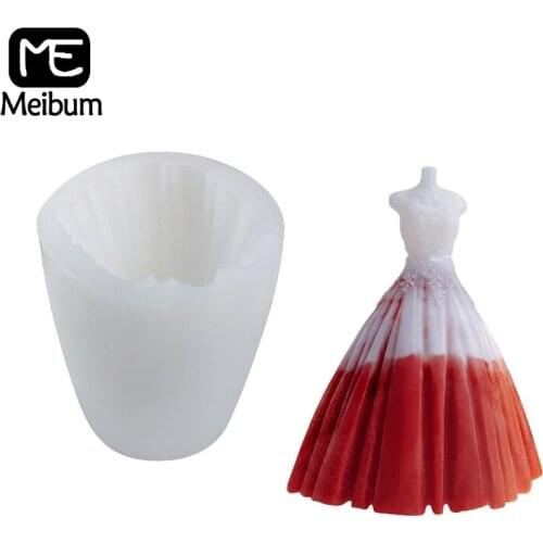 Meibum Bridal Wedding Dress Fondant Cake Mold Skirt Pattern Clay Polymer Silicone Molds Sugarcraft Paste Decoration Baking Tools