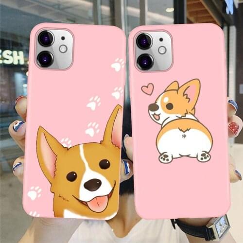 Cartoon cute Corgi pink phone case for iPhone 12 mini XR XS X 12 11 Pro Max 6s 7 8 Plus SE20