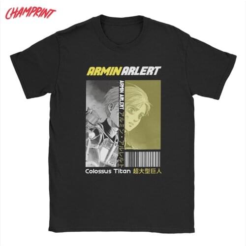 Crazy Armin Arlert AOT Colossus Titan Attack On Titan T-Shirts Men Cotton T Shirts Shingeki no Kyojin Tees Plus Size Clothing
