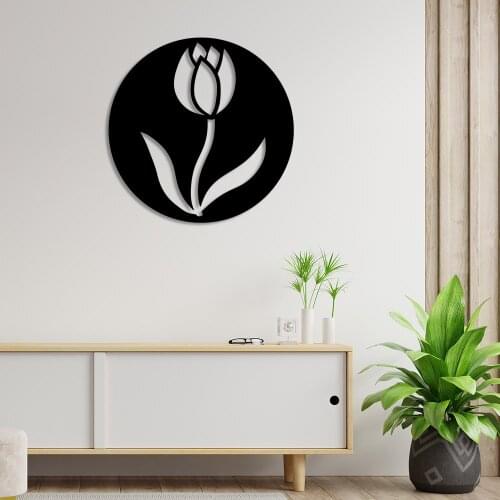 Two Leaf Tulip Flower Wall Room Home Accessory Wooden Table 50x50cm