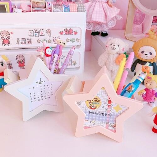 New Cute Stars Desk Organizer Storage Desktop Pencil Pen Sundries Badge Holder Box Stationery Storage Boxes