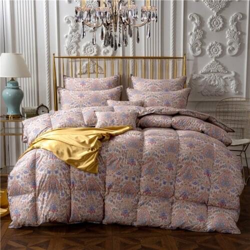 100% cotton printed Comforter Goose Down Thick Duvet full Queen King super king Size Home Textiles