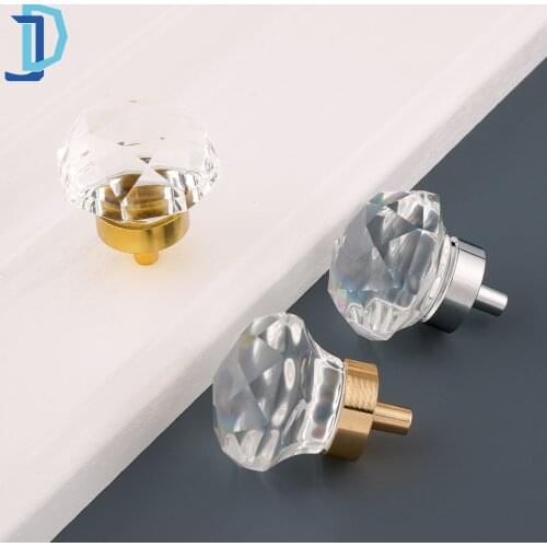Single Hole Diamond Shape Crystal Handle Luxury Simple Style Handle for Furniture Knobs Drawer Wardrobe Pull Cupboard Knob