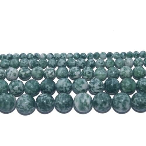 Wholesale Natural Stone Green Dot Stone Loose Beads 4 6 8 10 12 MM Pick Size For Jewelry Making Charm DIY Bracelet Necklace