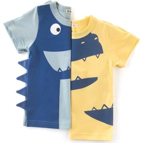 2-9 Years Boys Girls Cartoon 3D Dinosaur T-shirts Summer Kids Costume Cotton Children Short Sleeve Tops Fashion Boy Tees Clothes