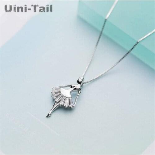 Uini-Tail new listing 925 sterling silver sweet ballet dancer dancing girl micro-inlaid necklace fashion trend sweet jewelry